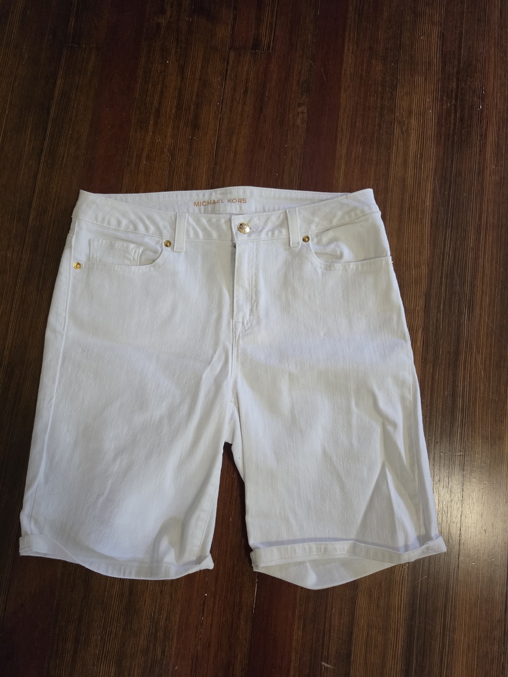 Michael Kors White Women's Bermuda Shorts with Gold Hardware